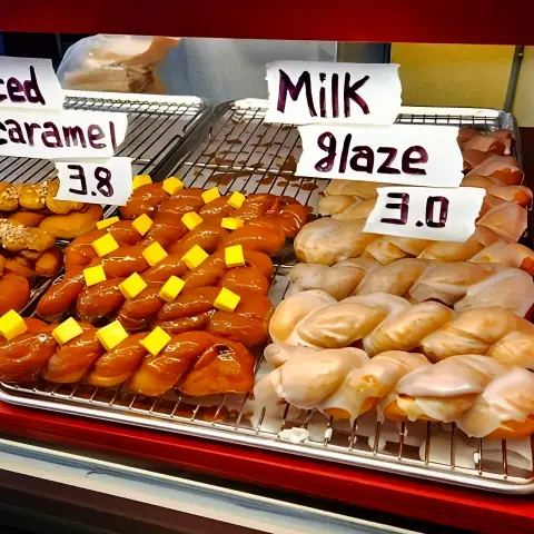 Milk and caramel glazed kkwabaegi in ikseondong hanok village
