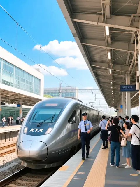 Visit Busan in 2025 – High-speed KTX train arriving at Busan Station in South Korea
