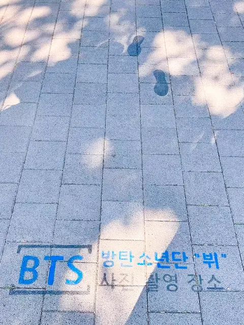 BTS "V" photo zone pavement in Busan Citizens Park