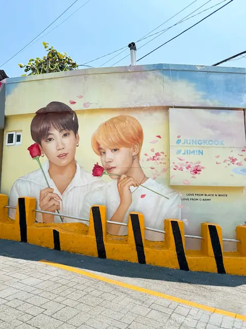 Jimin and Jungkook rose mural in Gamcheon