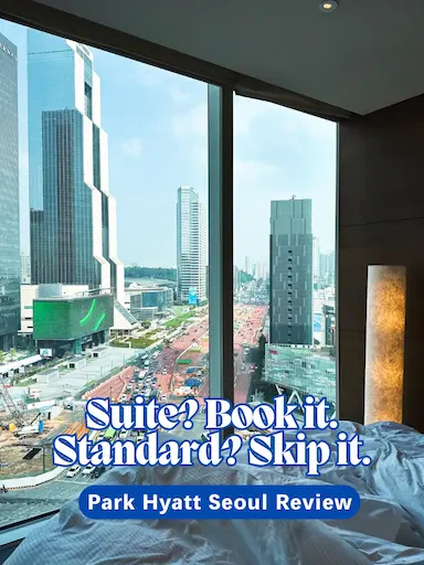 View from suite at Park Hyatt Seoul overlooking Gangnam cityscape through floor-to-ceiling windows