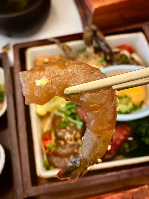 soy-marinated shrimp with wasabi