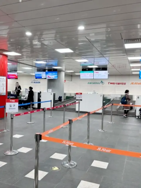 AREX City Airport Terminal check-in counters for airlines like Air Busan and T’way at Seoul Station