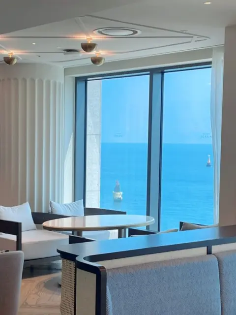 Grand Josun Busan ocean view from lounge seating area