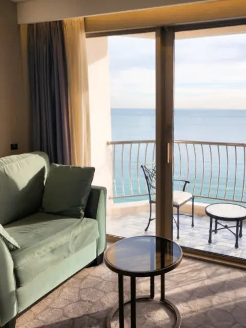 living room corner of oceanview hotel room