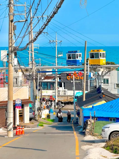 Cheongsapo village with Sky Capsule passing overhead