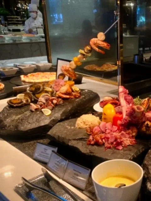 grilled seafood and meat carving station at paradise hotel busan buffet
