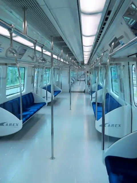 AREX All-Stop Train interior with subway-style layout