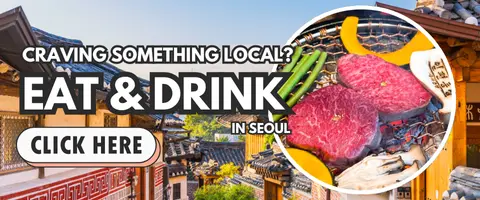 Korean hanok village with traditional dishes like hanwoo beef