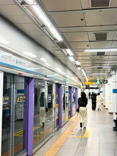 how to use Seoul subway: Seoul subway platform with platform screen doors