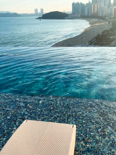 Infinity pool at Signiel Busan overlooking Haeundae Beach
