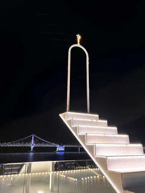 Gwangandaegyo Bridge night view from rooftop stairway at gwangalli hotel 1