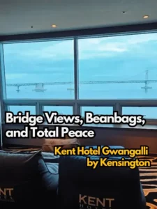 Lounge space with beanbags and ocean view at Kent Hotel Gwangalli by Kensington