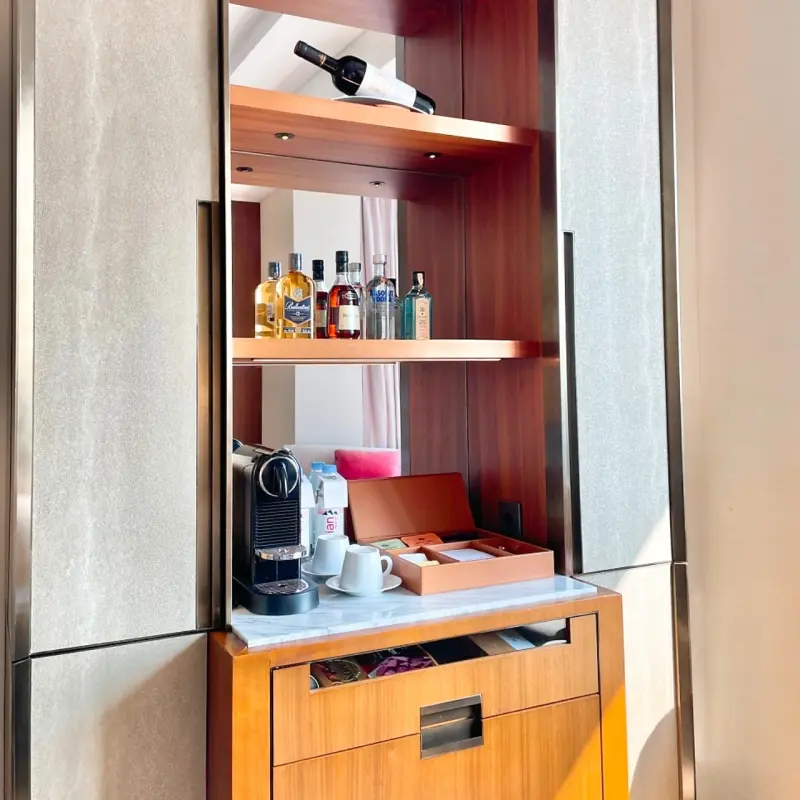 In-room bar setup at Lotte Hotel Seoul Review