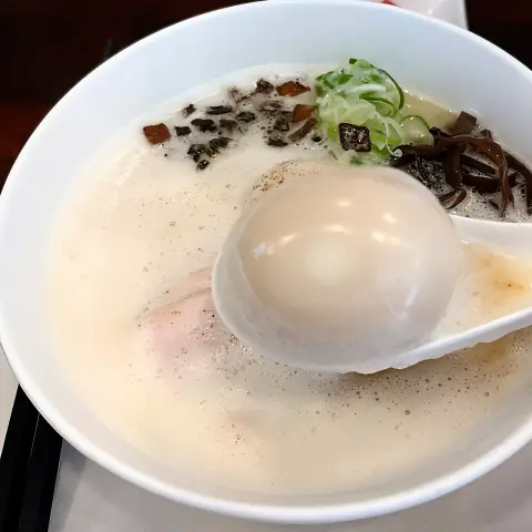 Soft-boiled ramen egg at Oreno Ramen Insa before being cut open