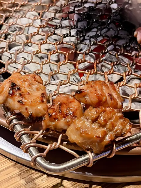 Grilled pork ribs at Wangbijib Myeongdong over charcoal fire