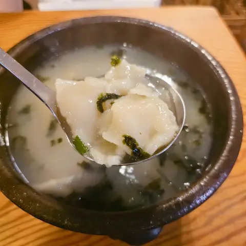 Hot bowl of Insadong Sujebi with chewy dough flakes